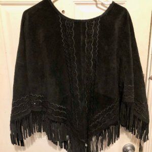 Black suede poncho